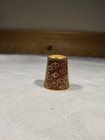 Vintage Cloisonne Birds Flowers Clouds Enameled Thimble Gold Red Enameled Brass