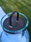 Original Unusual Aqua Quart Cork Jar With Make Do Tin Stopper Lid Fruit Jar Nice