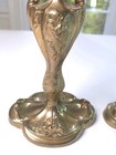 Pair Antique Brass Relief Victorian Art Nouveau 10  Candlesticks  Holder