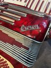 Vintage Wilkens Student Accordion Made In Italy Red   Cream With Hard Case
