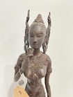 Large Vintage Possibly Antique Thai Bronze Buddha Woman Bodhisattva Paper Label