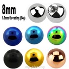 5pcs  20g 16g 14g Anodized Surgical Steel Threaded Ball Replacement Top Part