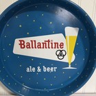 Vtg Ballantine Ale   Beer Tray 12    Blue Metal Serving Tray Double Sided