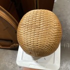 Round Woven Wicker Storage Basket W  Wood Rim   Handles  Rustic Tan brown