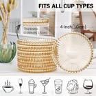 Modern Clear Glass Coasters Set Of 6  Cute Coasters Table Mats For Drinks   C   