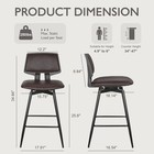 Swivel Leather Bar Stools Set Of 2  Counter Height Barstools With Back  Metal   