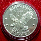 1981 Sunshine Eagle Art Round By Sunshine Mining 1 Troy Oz 999 Fine Silver