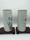 A Pair Of Chinese Antique Porcelain Hat Stands  Decorated With Famille Rose  fen