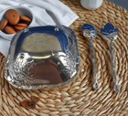 Arthur Court 2001 Grape Leaf Square Aluminum Serving Bowl Silver With Utensils