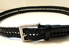 Men s Black Braided Belt Size 34 Woven Faux Leather Silver Buckle New W o Tags