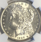 1889 Morgan  ngc Ms63   - Luster  Breast Feathers   Nice Color  Crisp White        