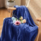 Navy Fleece Queen Blanket For Bed Super Soft Flannel Cozy Blankets For Adults   