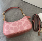 New 2025 Coach Powder Pink Teri Shoulder Bag In Signature Canvas