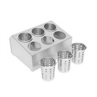 Flatware Holder Commercial Stainless Steel Cylinder Flatware Restaurant 6-holes 
