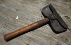 Antique  Fireman s Short Axe W  Original Leather Holster   Wood Handle Original