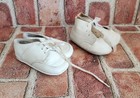 Vintage White Leather Baby Shoes Lace-up Ties  Worn Lot Of 2 Toddlers
