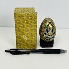 Vintage Cloisonne Golden Egg With Flower Design - 3    X 2    With Stand   Box