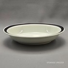 Vtg Designer s Collection Stoneware Oyster White Oval Serving Bowl  Black Rim