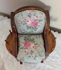 Vintage Sewing Wood Rocking Chair  Pin Cushion Thread Scissors Holder Storage 