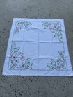 Gorgeous Vintage Hand Embroidered Tablecloth And Napkin Set Plants Flamingo