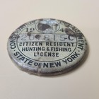 Vintage 1941 New York Citizen Resident Hunting Fishing License Badge Pinback Ny
