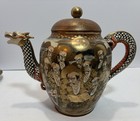 Vntg Japanese Satsuma Dragonware Tea Set Moriage Signed Gyokuzan Hakuzan Meiji