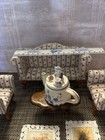Vintage Dollhouse Miniature Living Room Sofa   2 Side Chairs  Table  2 Pics Teas