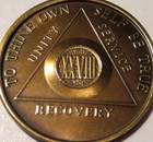 Alcoholics Anonymous 28 Year Aa Back Bronze Medallion Chip Coin Token Sobriety