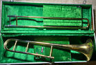 Vintage Musical Instrument Getzen Elkhorn Wis Trombone In Case Kt Series 1966