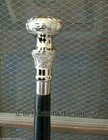 Vintage Antique Wooden Brass Handle Knob Walking Stick Silver Best Gift New Cane