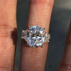 3 90 Ct Real Cushion Cut Lab Grown Diamond Wedding Ring In Solid 14k White Gold