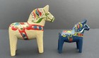 Swedish Dala Horses Wooden Sweden Blue White Lot Of 2