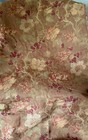 Antique French Botanical Floral Brocade Jacquard Fabric   Brown Orange Red Green