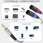3 5 Mm Trs To Dual Xlr Male Pro Stereo Breakout Cable  1 8  Trs Stereo To 2 Xlr 