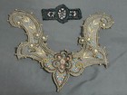 Lot Vintage Antique  Victorian Edwardian Metallic Embroidered Lace Bead Collar