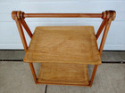 Cool Little Swedish Mid Century Modern Wood Collapsible 2 Shelf Bar Cart  Shelf
