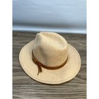 Women   s Wool Blend Fedora Hat Beige With Brown Belt Accent One Size
