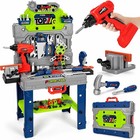 Kids Construction Tool Bench Set With Electric Drill   Realistic Tools  Playset