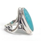 Carolyn Pollack Relios Sterling Silver Elongated Oval Turquoise Ring Size 7 25
