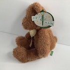 First   Main Benjamin Bear Plush 11  Brown Teddy Gold Bow 1754 Beanie Lovey