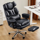 High Back Reclining Desk Chair  Big   Tall Pu Leather Task Chair With Footrest