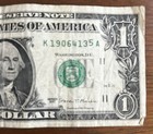 2017 Error Note Gas Pump High  5     1 One Dollar Bill Serial Number K 19064135 A