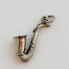 Vintage Sterling Silver Saxophone Horn Charm Pendant Wind Instrument