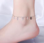 Women   s Silver Sp Cross Charm Ankle Bracelet Chain Foot Anklet A16
