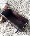 Vintage Wooden Baby Doll Rocking Cradle Doll Bed Dark Wood 