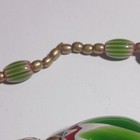 Green White Chevron Glass Bead Strand Necklace With Gold Spacer Beads
