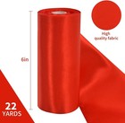 6 Inch X 22yd Wide Red Satin Ribbon Solid Fabric Large Ribbon For Grand Opening