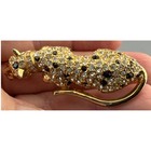 Vintage Kenneth Lane Panther Brooch Rhinestone Cat Green Eyes Gold Tone 1 25 