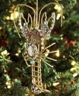 Pottery Barn 8x5 Inch Gold Jeweled Lobster Coastal Christmas Ornament