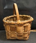Antique Small Splint Ash Woven Gathering Basket